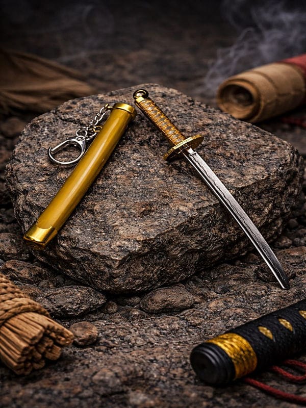 Mini Gold Katana Sword Keychain - Image 2